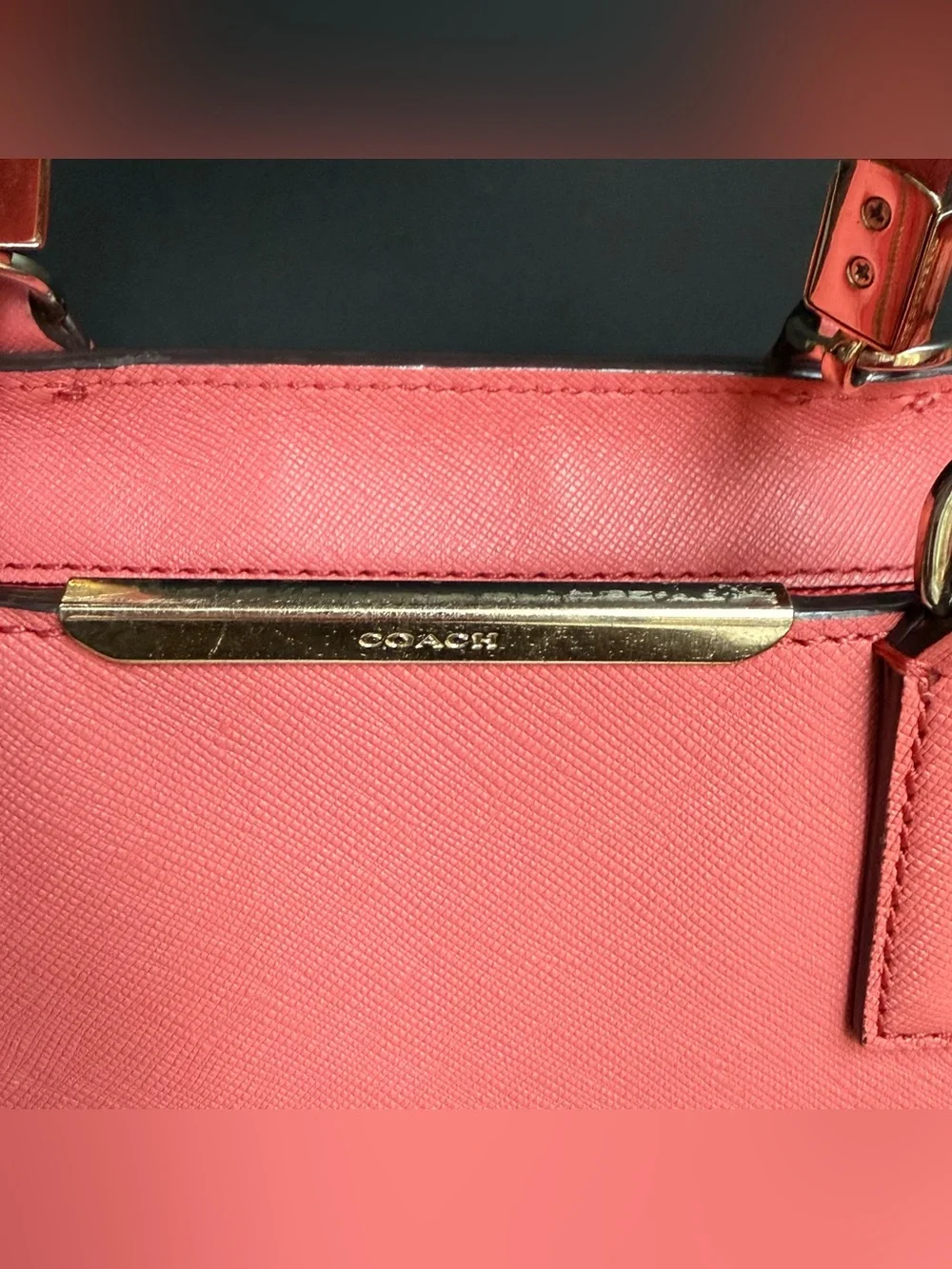 Coach Madison Saffiano Leather Mini North South Tote Bag Coral Pink 29001